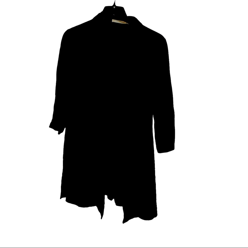 Have Womens Black Long Sleeve Open Front Long Notch Lapel Shrugs Cardigan Size S